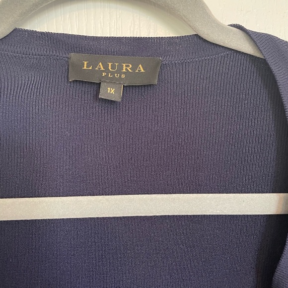 Dressy navy cropped cardigan. Size 1X. - Picture 4 of 4